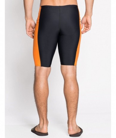 Racing Men's Snorkeling Jammer- UPF 50+ Sun Protection Swim Short - Black/Orange - CE18C9HA56I $73.84