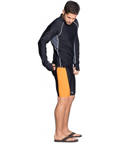 Racing Men's Snorkeling Jammer- UPF 50+ Sun Protection Swim Short - Black/Orange - CE18C9HA56I $73.84