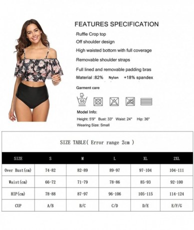 Sets Women Off The Shoulder Ruffle Swimsuit Two Piece Bathing Suits High Waisted Flounce Bikini Set - Floral - C918Q8LIC9Q $3...