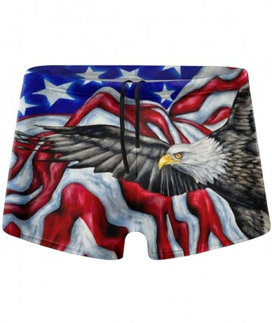 Briefs Mens Boxer Swimwear- American Flag Eagle Basic Cozy Brief Swimsuit- Comfortable Printed Beach Surf Swimming Trunks - C...