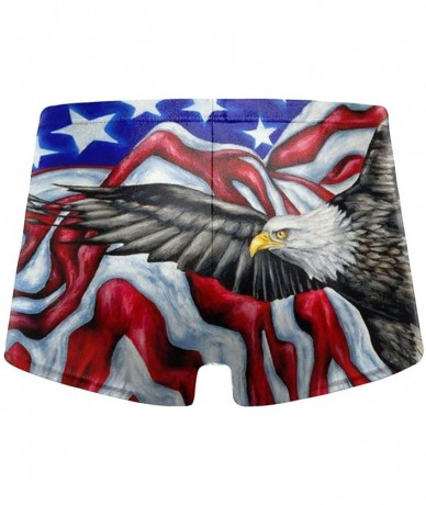 Briefs Mens Boxer Swimwear- American Flag Eagle Basic Cozy Brief Swimsuit- Comfortable Printed Beach Surf Swimming Trunks - C...