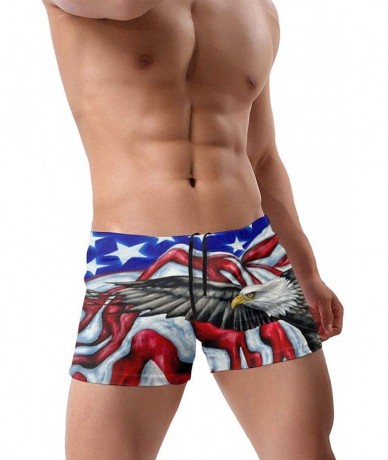 Briefs Mens Boxer Swimwear- American Flag Eagle Basic Cozy Brief Swimsuit- Comfortable Printed Beach Surf Swimming Trunks - C...