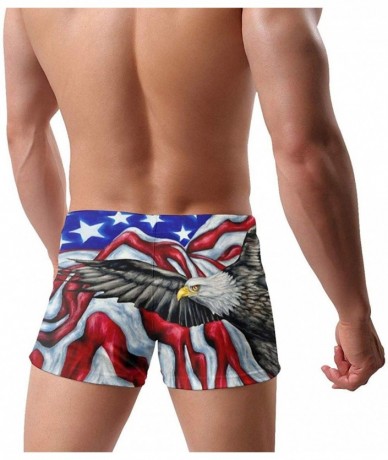 Briefs Mens Boxer Swimwear- American Flag Eagle Basic Cozy Brief Swimsuit- Comfortable Printed Beach Surf Swimming Trunks - C...