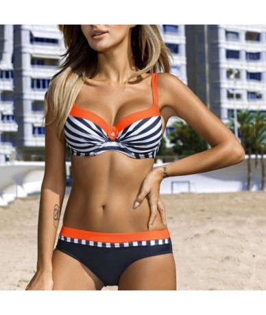 Sets Womens Padded Push-up Bra Bikini Set Swimsuit Bathing Suit Swimwear Beachwear - Orangea - CJ18AG7UT2Q $23.71