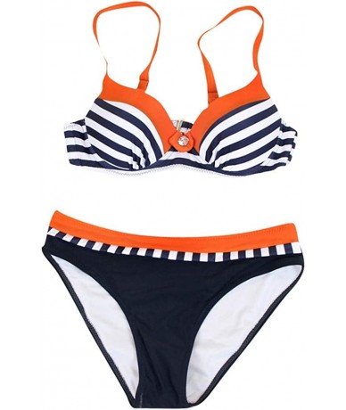 Sets Womens Padded Push-up Bra Bikini Set Swimsuit Bathing Suit Swimwear Beachwear - Orangea - CJ18AG7UT2Q $23.71