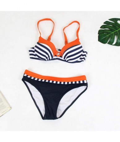 Sets Womens Padded Push-up Bra Bikini Set Swimsuit Bathing Suit Swimwear Beachwear - Orangea - CJ18AG7UT2Q $23.71