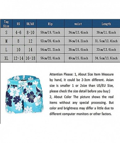 Board Shorts Women Floral Boardshort Sexy Waistband Beach Shorts with Drawstring - Blue - CZ184KQKHZ7 $25.29