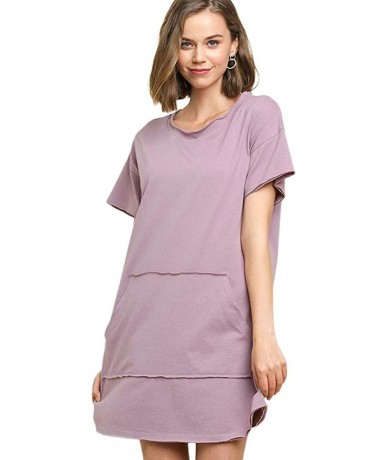 Cover-Ups Feeling Lucky! Short Sleeve Cotton Dress or Beach Cover - Lilac - C018XINMDWG $59.72