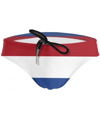 Briefs Netherlands Flag Mens Swim Briefs Drawstring Bikini Sport Swimsuit - Black - CI18U3KENQD $60.86