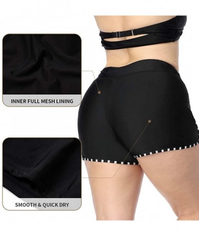 Bottoms Womens Plus Size Swim Shorts High Waisted Swimsuit Shorts Boyleg Swim Bottoms - Split Stripe - C519024TAZO $39.18