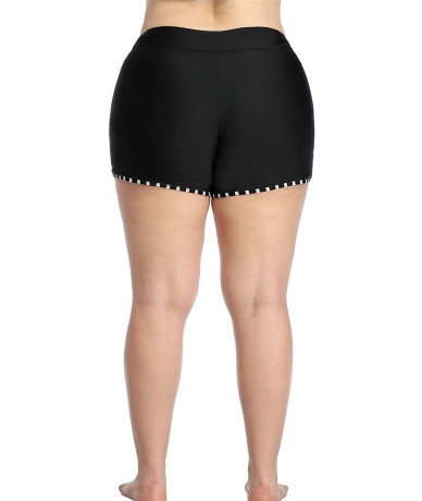 Bottoms Womens Plus Size Swim Shorts High Waisted Swimsuit Shorts Boyleg Swim Bottoms - Split Stripe - C519024TAZO $39.18