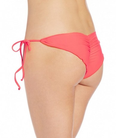 Bottoms Women's Cosita Buena Wavy Tie-Side Brazilian Bikini Bottom - Hot Mess - CK11GUVNZRZ $88.70