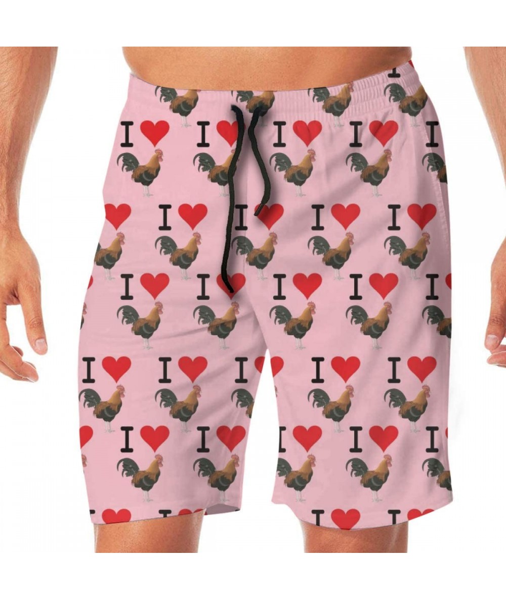 Board Shorts Mens Big & Tall Swim Trunks Board Shorts Basic Swimwear with Pockets - I Love Cock Pink - CT194REHRYK $52.98