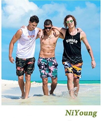 Board Shorts Mens Big & Tall Swim Trunks Board Shorts Basic Swimwear with Pockets - I Love Cock Pink - CT194REHRYK $52.98