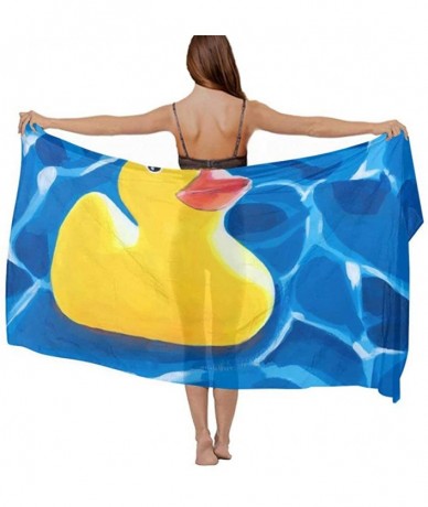 Cover-Ups Women Chiffon Scarf Summer Beach Wrap Skirt Swimwear Bikini Cover-up - Yellow Rubber Duck Painting Art - C4190HKH35...