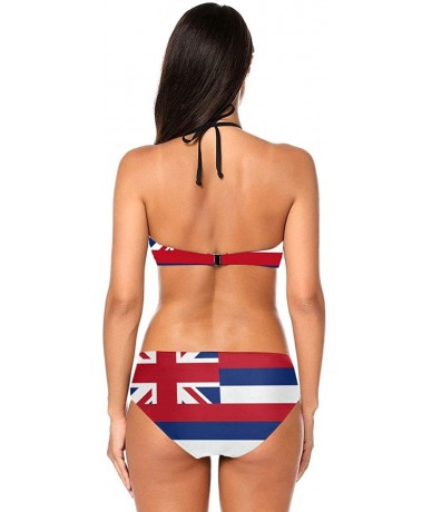 Sets Unite States Flag Womens Sexy Bikini Set Halter Swiming Suit - Hawaii State - CT1960UEDSK $56.12