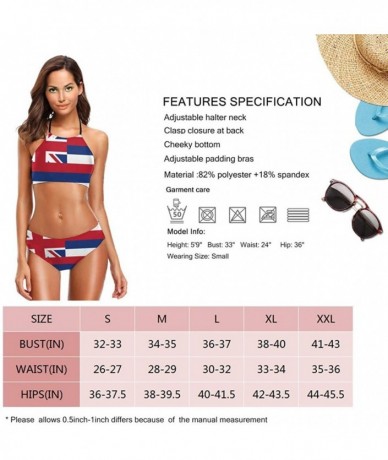 Sets Unite States Flag Womens Sexy Bikini Set Halter Swiming Suit - Hawaii State - CT1960UEDSK $56.12