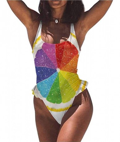 Bottoms Bikini Rainbow- Cute Unicorns on The Sky and Fully Functional - Multi 10-one-piece Swimsuit - CN19E754386 $81.90