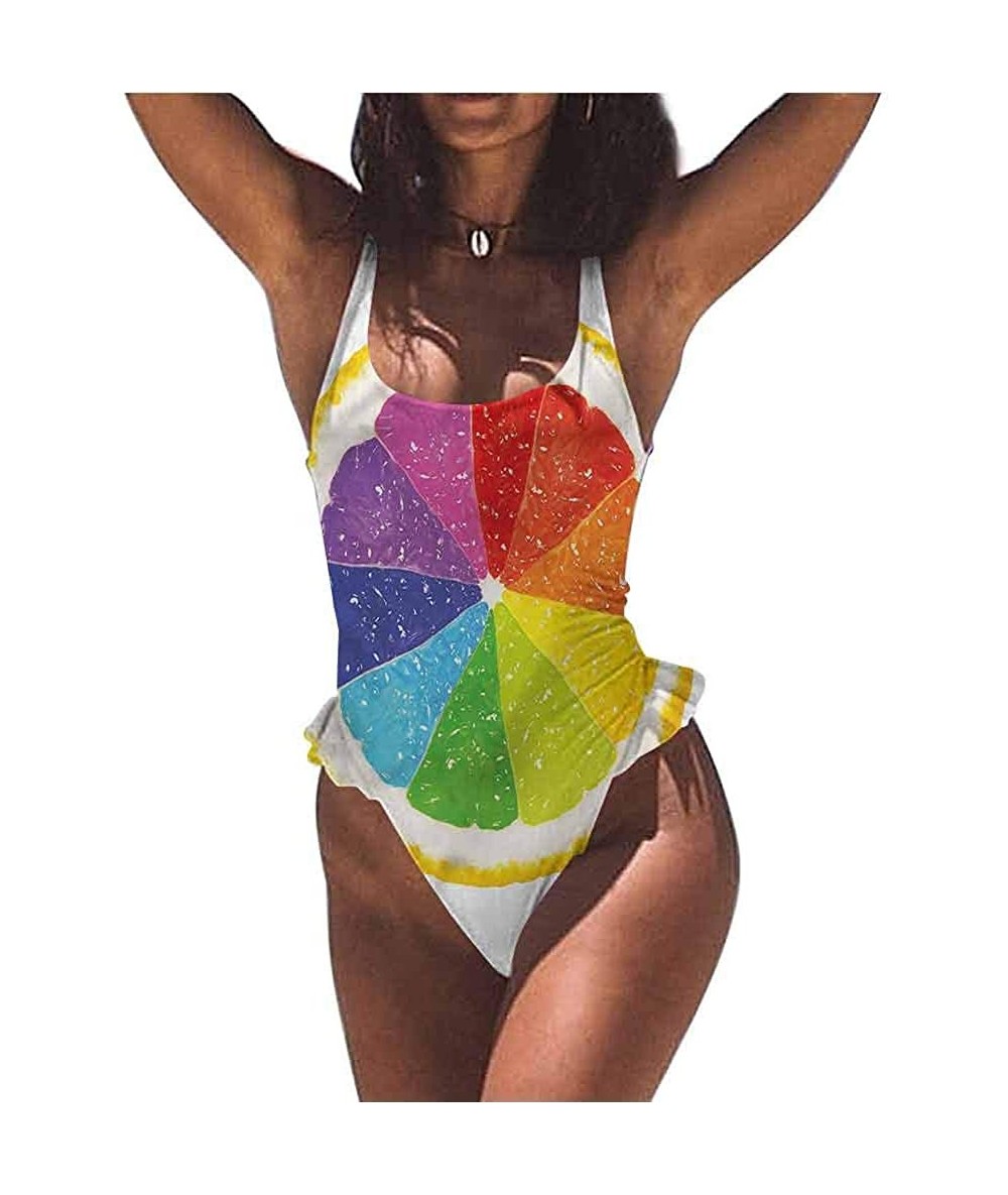 Bottoms Bikini Rainbow- Cute Unicorns on The Sky and Fully Functional - Multi 10-one-piece Swimsuit - CN19E754386 $81.90