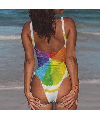 Bottoms Bikini Rainbow- Cute Unicorns on The Sky and Fully Functional - Multi 10-one-piece Swimsuit - CN19E754386 $81.90