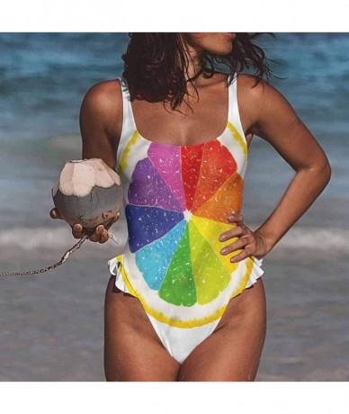 Bottoms Bikini Rainbow- Cute Unicorns on The Sky and Fully Functional - Multi 10-one-piece Swimsuit - CN19E754386 $81.90