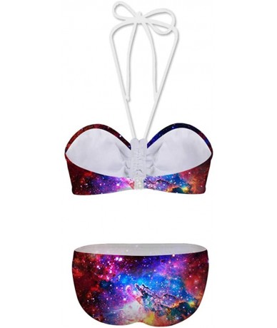 Sets Two Piece Swimsuit Bathing Suits for Women Ladies Air Mesh Push Up Bikini Set - Galaxy-1 - CF18QK5YZIG $41.52