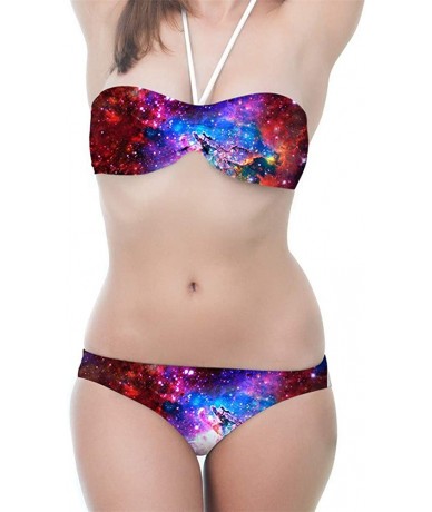 Sets Two Piece Swimsuit Bathing Suits for Women Ladies Air Mesh Push Up Bikini Set - Galaxy-1 - CF18QK5YZIG $41.52