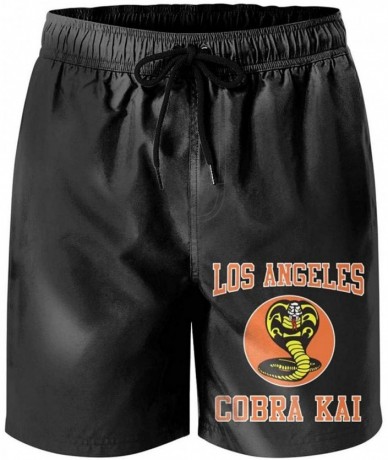 Trunks Black Los-Angeles-Cobra-Kai-Logo-Mens Swim Shorts Custom Funny Shorts for Mens - White-12 - CQ18TQ7QH0X $44.88