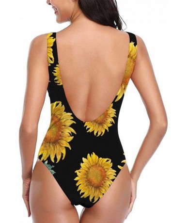 Racing Women's Sunflower One Piece Swimsuits-Women Athletic Training Swimsuits Swimwear Bathing Suits - CN193EAZQZ5 $36.98