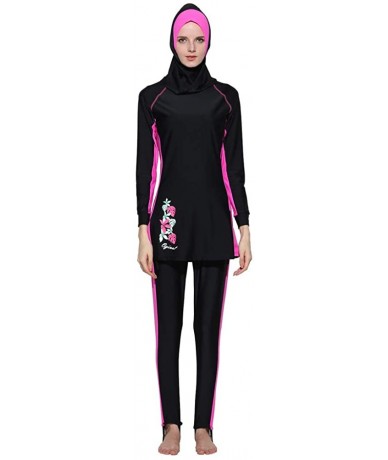 Tankinis Muslim Swimwear Modest Lady's Full Cover Beachwear Islamic Swimsuit - Pink - CG12MBD37G9 $54.80