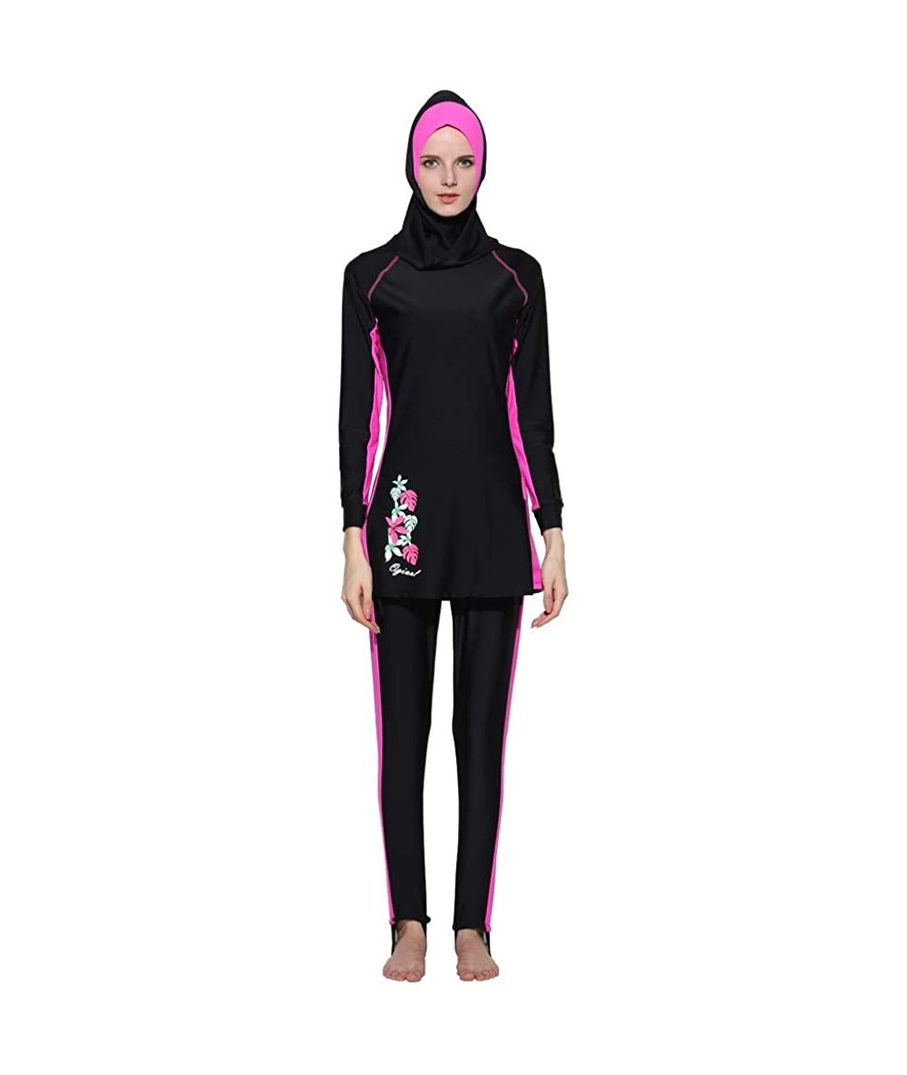 Tankinis Muslim Swimwear Modest Lady's Full Cover Beachwear Islamic Swimsuit - Pink - CG12MBD37G9 $54.80