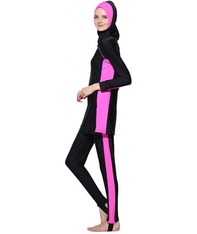 Tankinis Muslim Swimwear Modest Lady's Full Cover Beachwear Islamic Swimsuit - Pink - CG12MBD37G9 $54.80