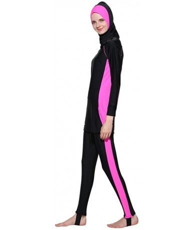 Tankinis Muslim Swimwear Modest Lady's Full Cover Beachwear Islamic Swimsuit - Pink - CG12MBD37G9 $54.80