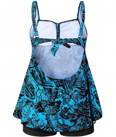 Tankinis Plus Size Swimsuit for Women Tankini Swimwear Bathing Suit Swimwear Two Piece Design - Blue - C4194ETGA8Q $49.16