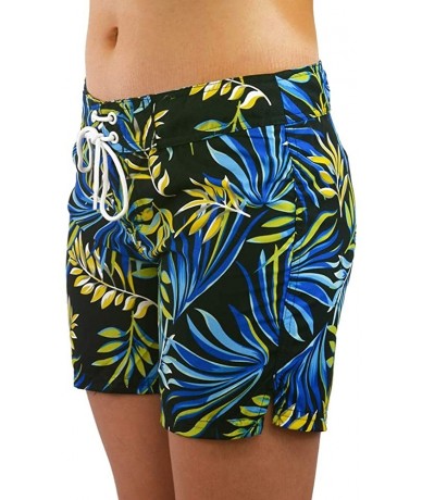 Board Shorts Women's Quick Dry Swim Shorts Beach Board Shorts Swimsuit - Black/Blue - CO18OEOWA83 $38.92