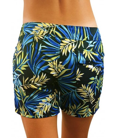 Board Shorts Women's Quick Dry Swim Shorts Beach Board Shorts Swimsuit - Black/Blue - CO18OEOWA83 $38.92