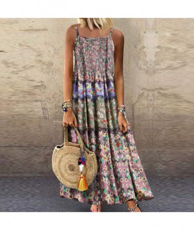 One-Pieces Womens Dresses Special Occasion Vintage Flower Print Maxi Dress Bohemian Plus Size Dress Sleeveless Dresses Z1 pin...