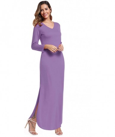 Cover-Ups Maxi Dresses for Women Long Beach Cover Up Summer Casual Dress with Pocket - Light Purple - CX18W4DSIG8 $47.63