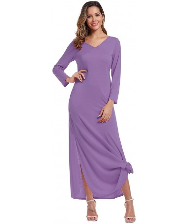 Cover-Ups Maxi Dresses for Women Long Beach Cover Up Summer Casual Dress with Pocket - Light Purple - CX18W4DSIG8 $47.63