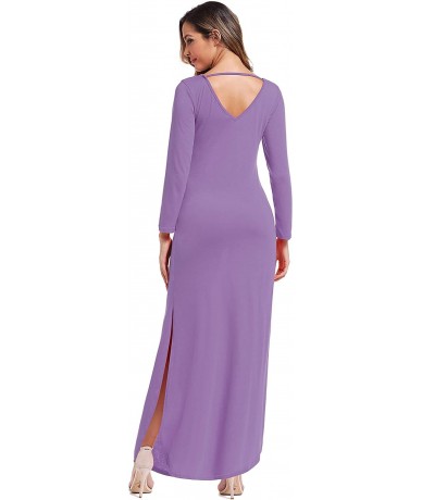 Cover-Ups Maxi Dresses for Women Long Beach Cover Up Summer Casual Dress with Pocket - Light Purple - CX18W4DSIG8 $47.63