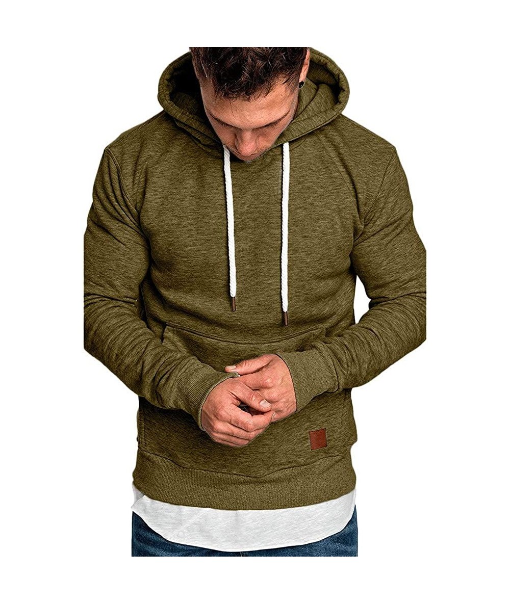 Board Shorts Men's Sweater HuiKai Simple Hoodies Long Sleeve Autumn Winter Casual Sweatshirt Top Blouse Tracksuits - Army Gre...