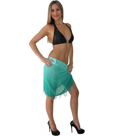 Cover-Ups Shawls Scarves Scarf Women Plus Size Swimwear Pareo Sarong Bikini Coverups Tie Solid Plain A - Green_f484 - CK11HRU...