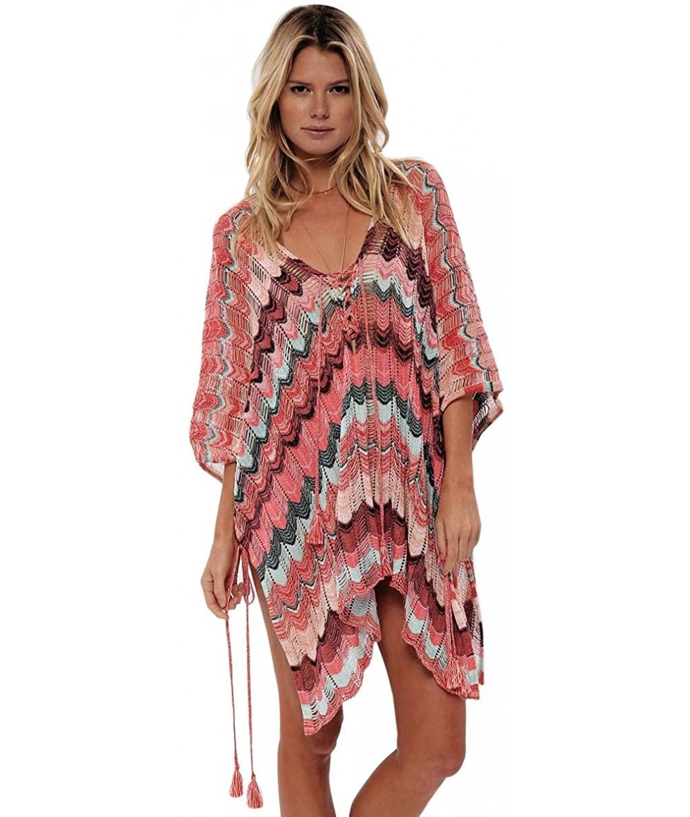 Cover-Ups Kaftan Dresses for Women Plus Size Maxi Dress Long Beach Cover Up Tunic - Red3 - CX198DKEAC6 $32.02