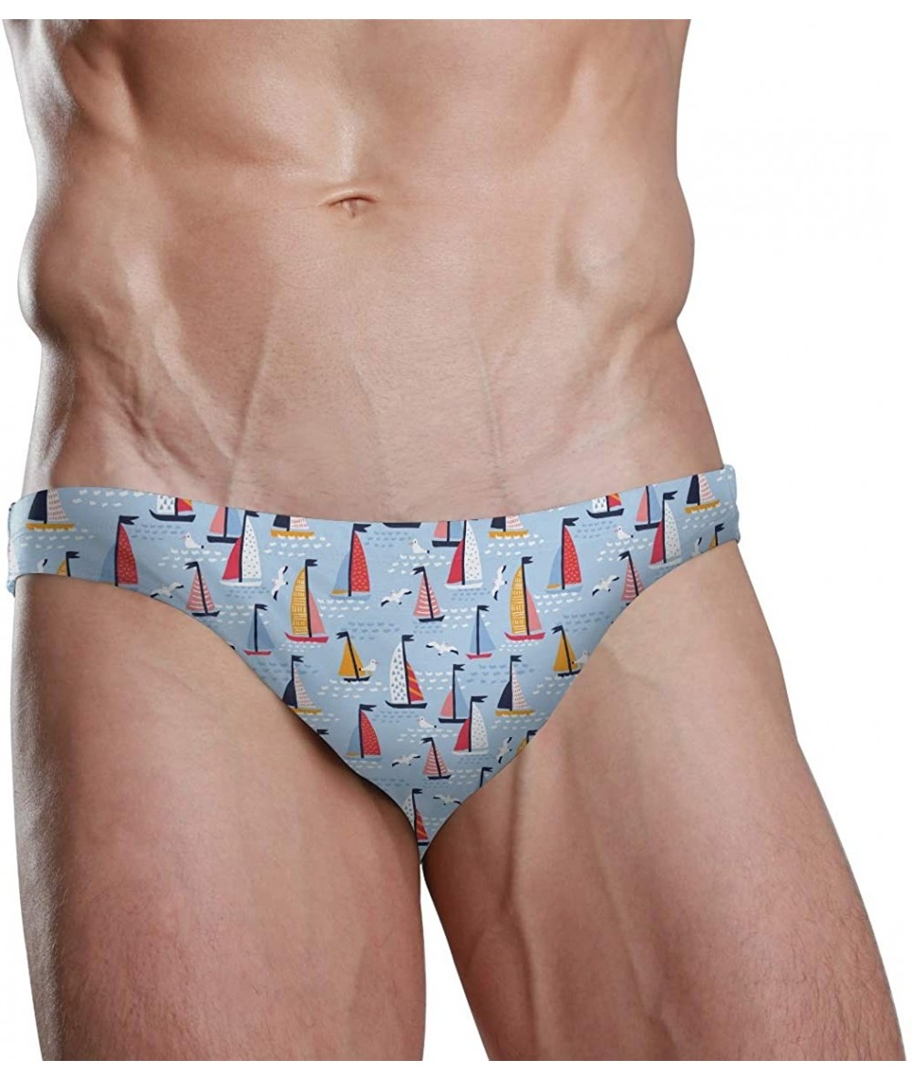 Briefs Swim Brief Bikini Cartoon Animal Beach Bikini for Men Swim Underwear Sports - Sailboat - CC19EMXL494 $43.59