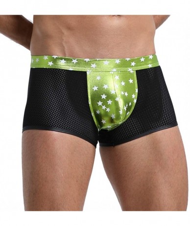 Briefs Men Shiny Metallic Liquid Wet Look Underwear Bikini Swimsuit Underpants Underwear Boxer Brief Trunks - Green Star - CV...