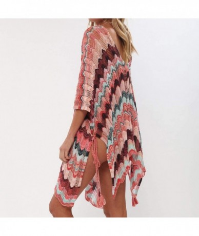 Cover-Ups Kaftan Dresses for Women Plus Size Maxi Dress Long Beach Cover Up Tunic - Red3 - CX198DKEAC6 $32.02