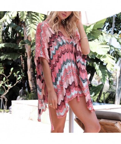 Cover-Ups Kaftan Dresses for Women Plus Size Maxi Dress Long Beach Cover Up Tunic - Red3 - CX198DKEAC6 $32.02