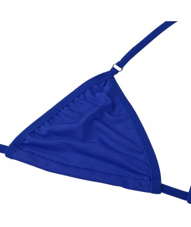 Sets Woman Solid Color Bikini Set String Swimsuit Tie Triangle Bra Top Mini G String 2 Pieces Bathing Suit Royal Blue - C218N...