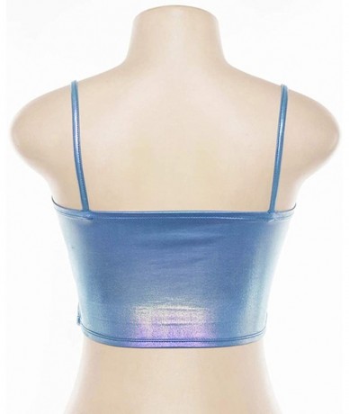 Tops Women's Strappy Crop Top Shirts - Bralette- Wrap Around Tops- Halter Styles - Style/7 Blue - CQ196H7C4IQ $26.49