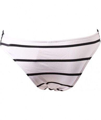 Bottoms Women's Ruched Side Retro Medium Coverage Bikini Bottom Swimsuit - Castaway Stripe White - CX12O7T2PZD $83.08